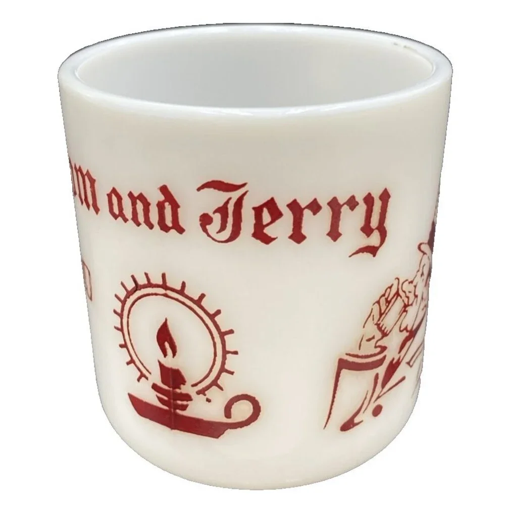 Hazel Atlas Tom  Jerry Mug Milk Glass Vintage Holiday Eggnog Cup Christmas Decor